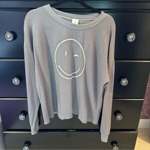 Gray Smiley Face sweatshirt by Together sz S